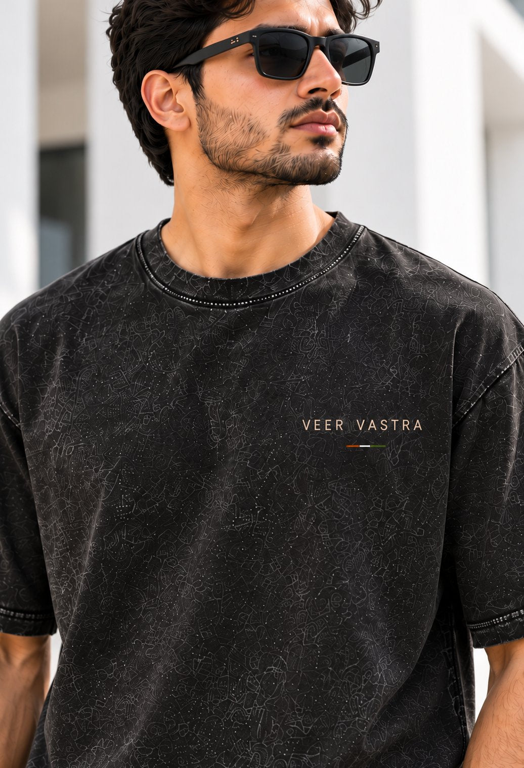 Bharat Acid Wash Black T-Shirt