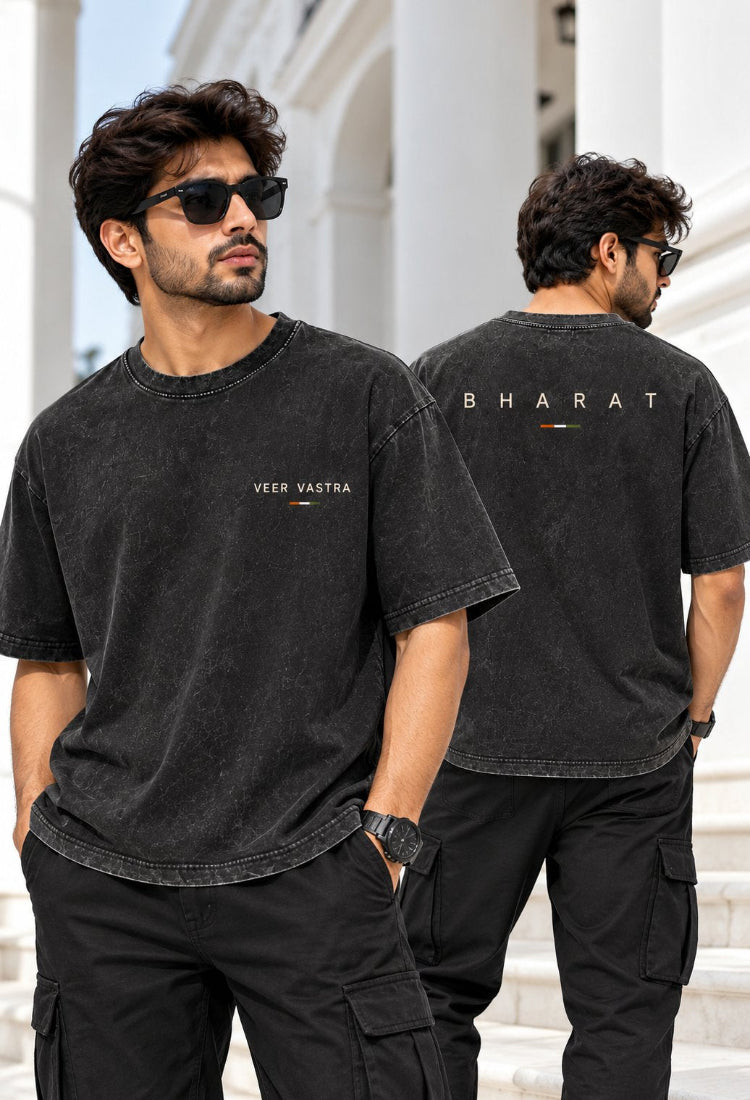 Bharat Acid Wash Black T-Shirt