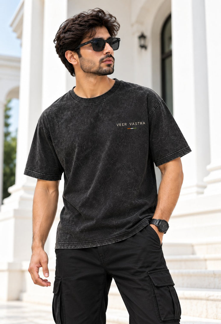 Bharat Acid Wash Black T-Shirt