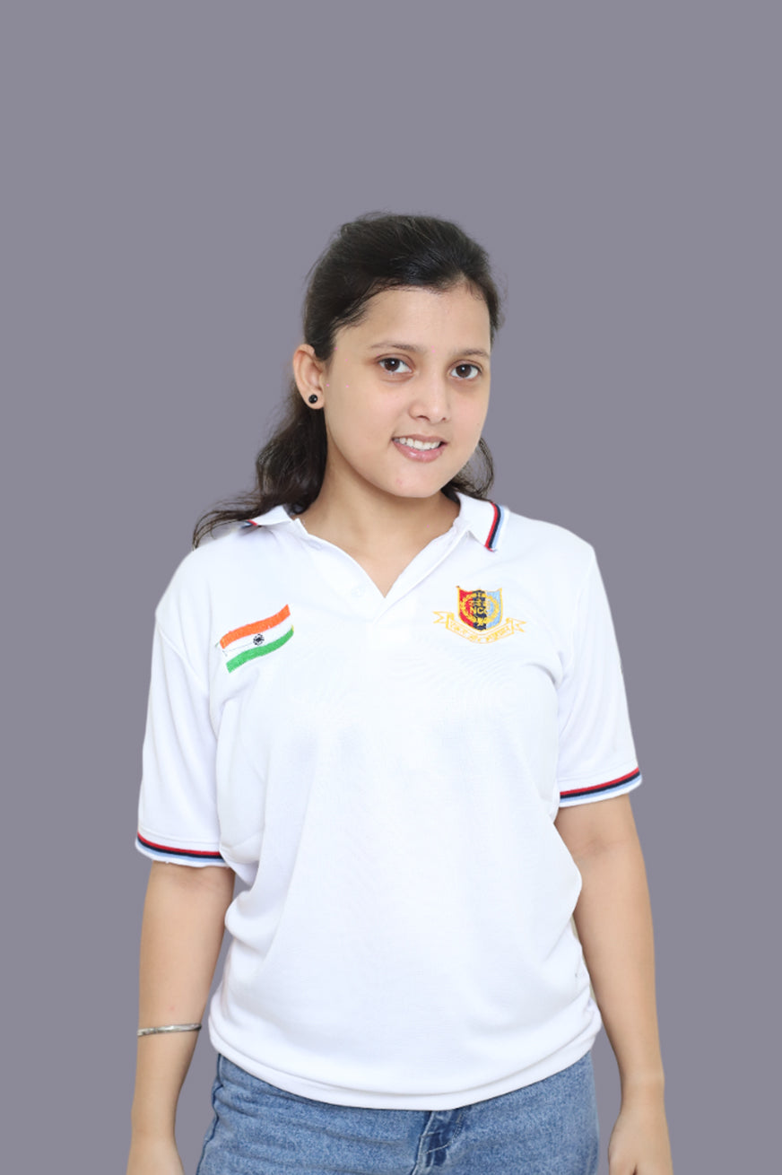 NCC White T-Shirt With Indian Flag for Women