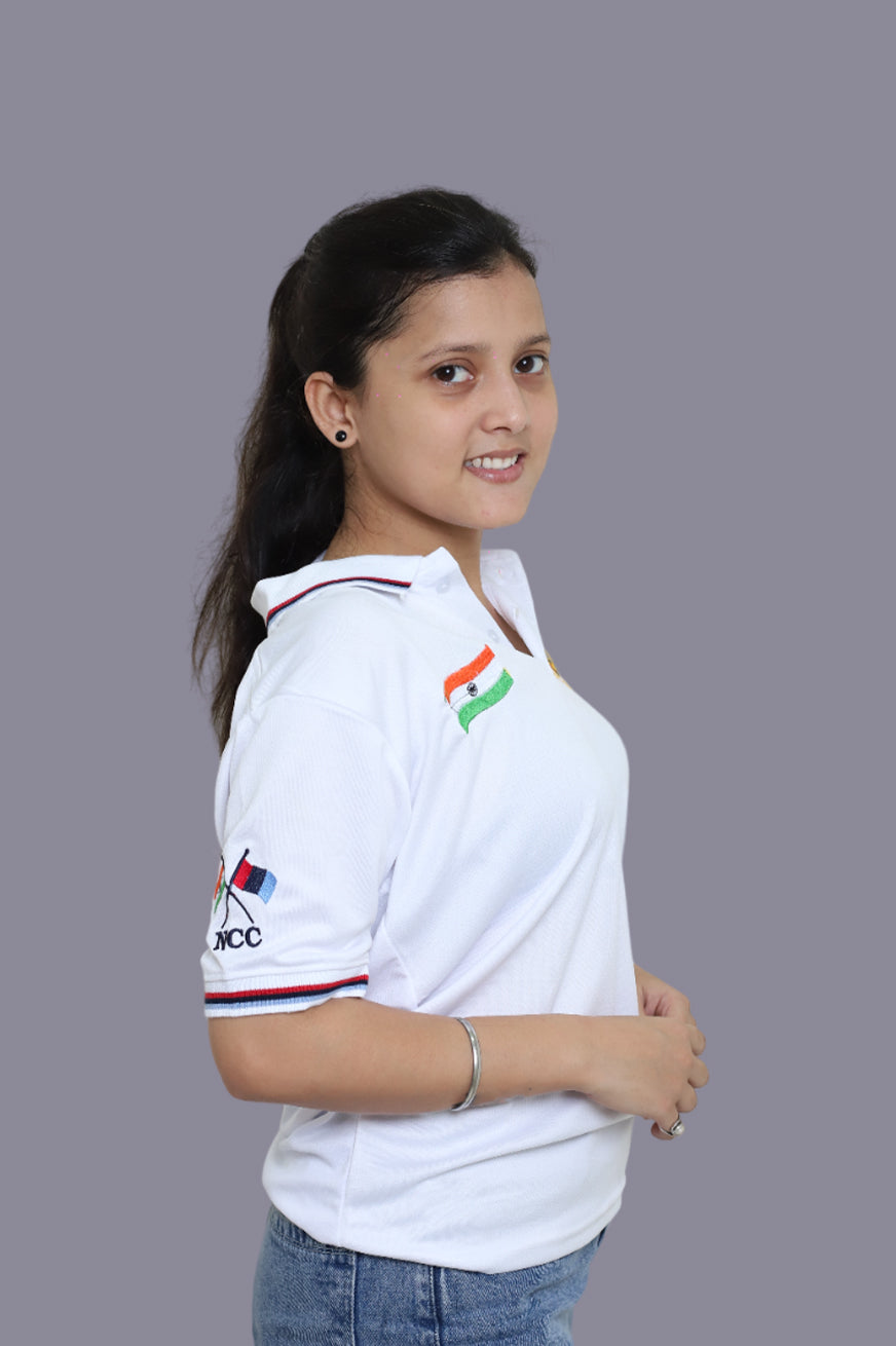 NCC White T-Shirt With Indian Flag for Women