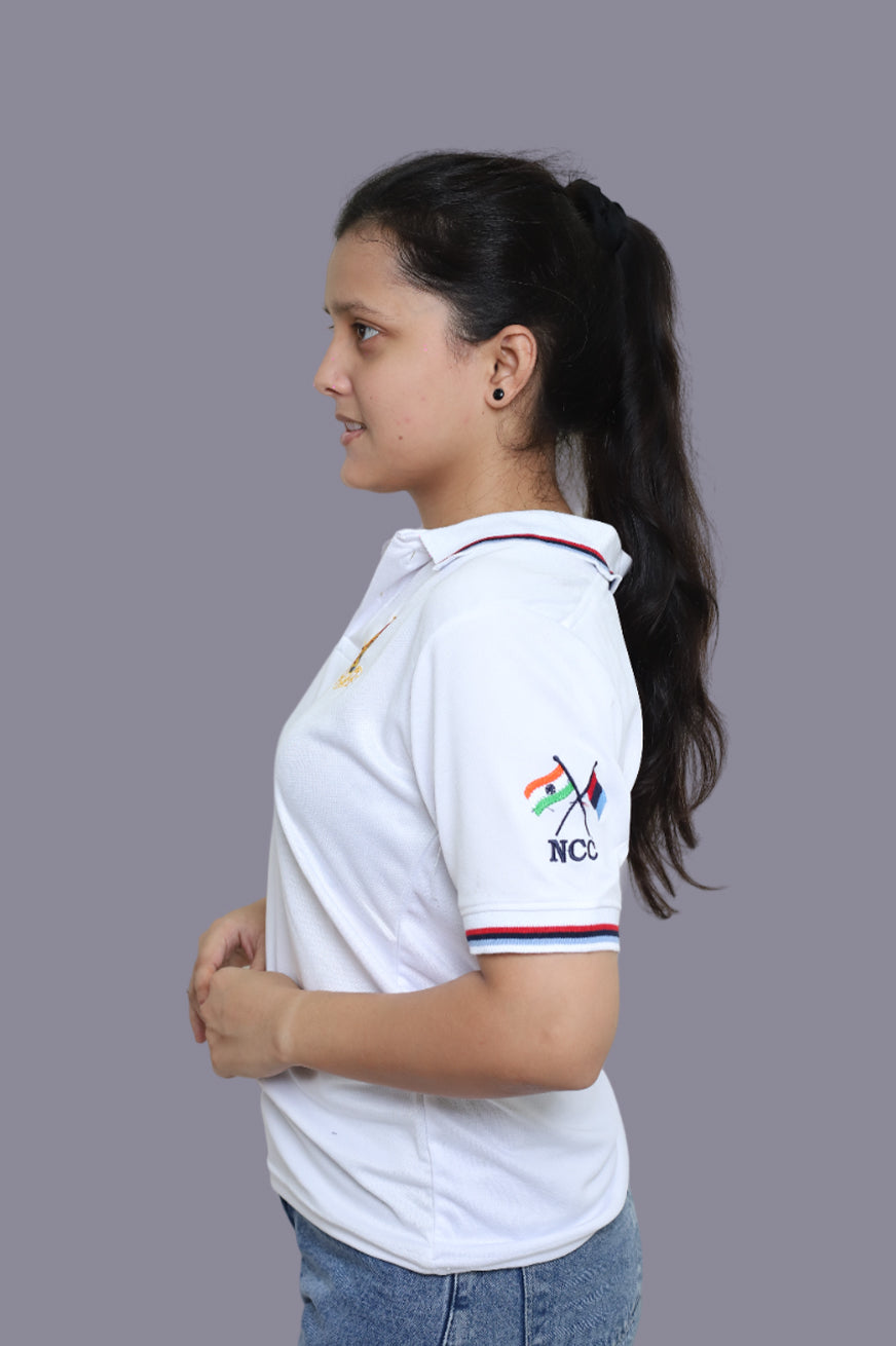 NCC White T-Shirt With Indian Flag for Women