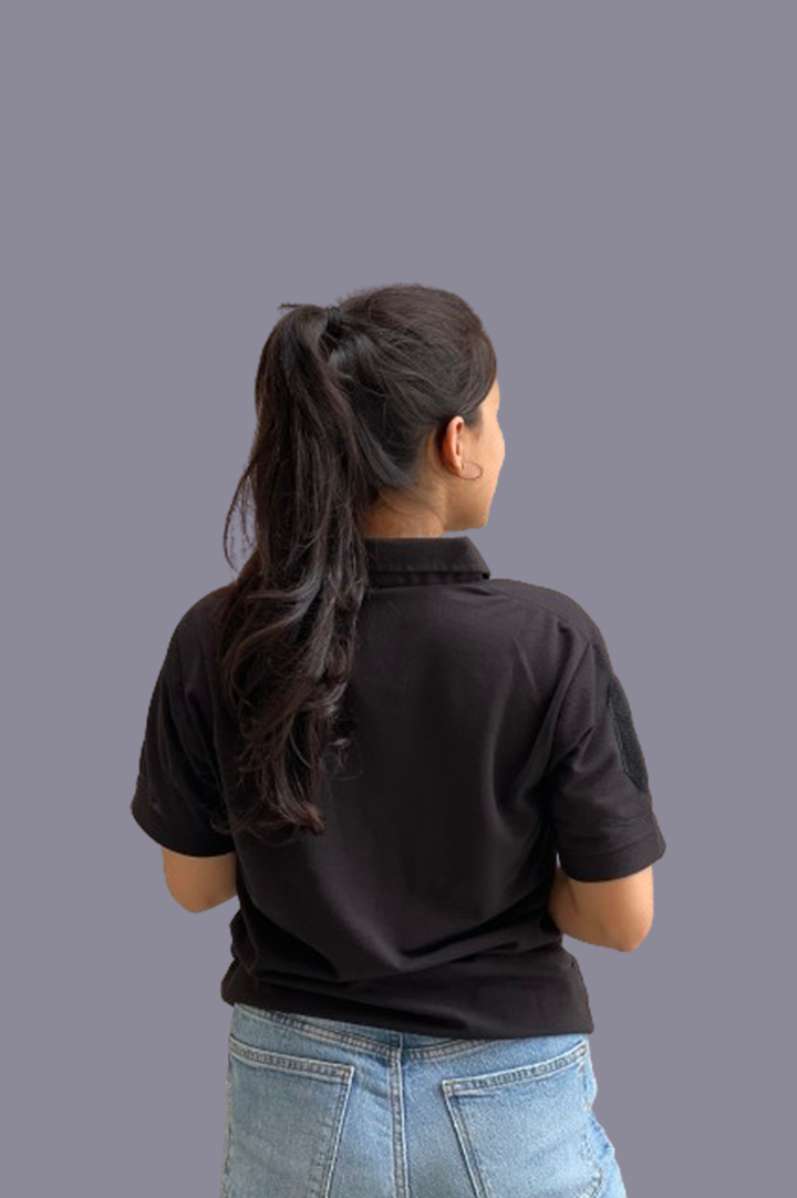 Black Mattee Tshirt With Indian Flag for women