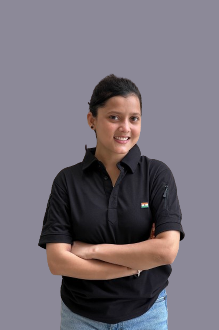 Black Mattee Tshirt With Indian Flag for women