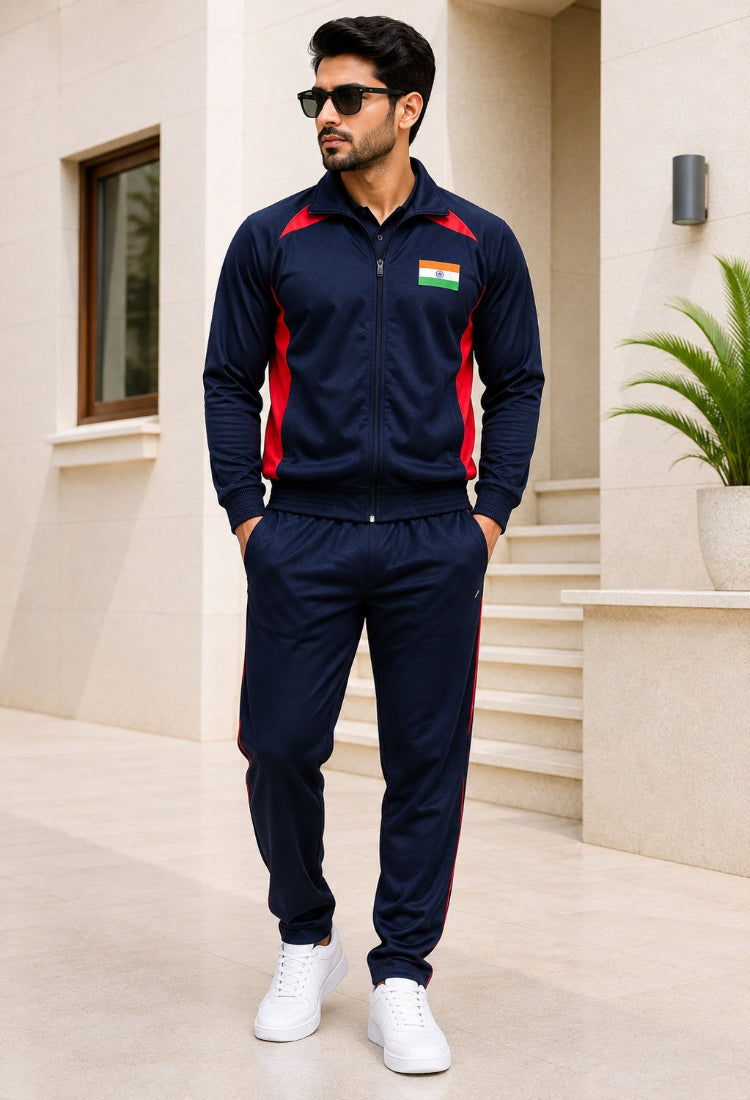 Premium Track Suit – Blue Red with Indian Flag