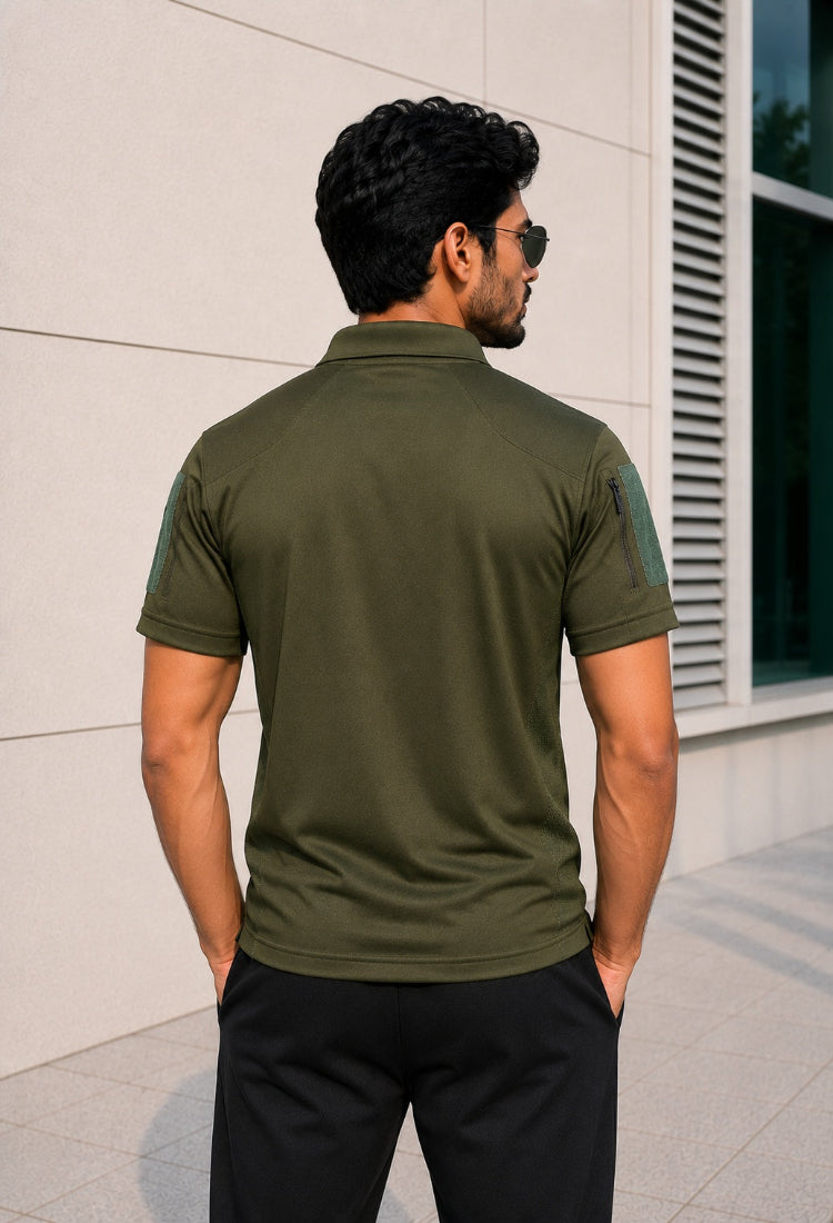 Indian Flag Half Sleeve Khakhi Mattee T-Shirt