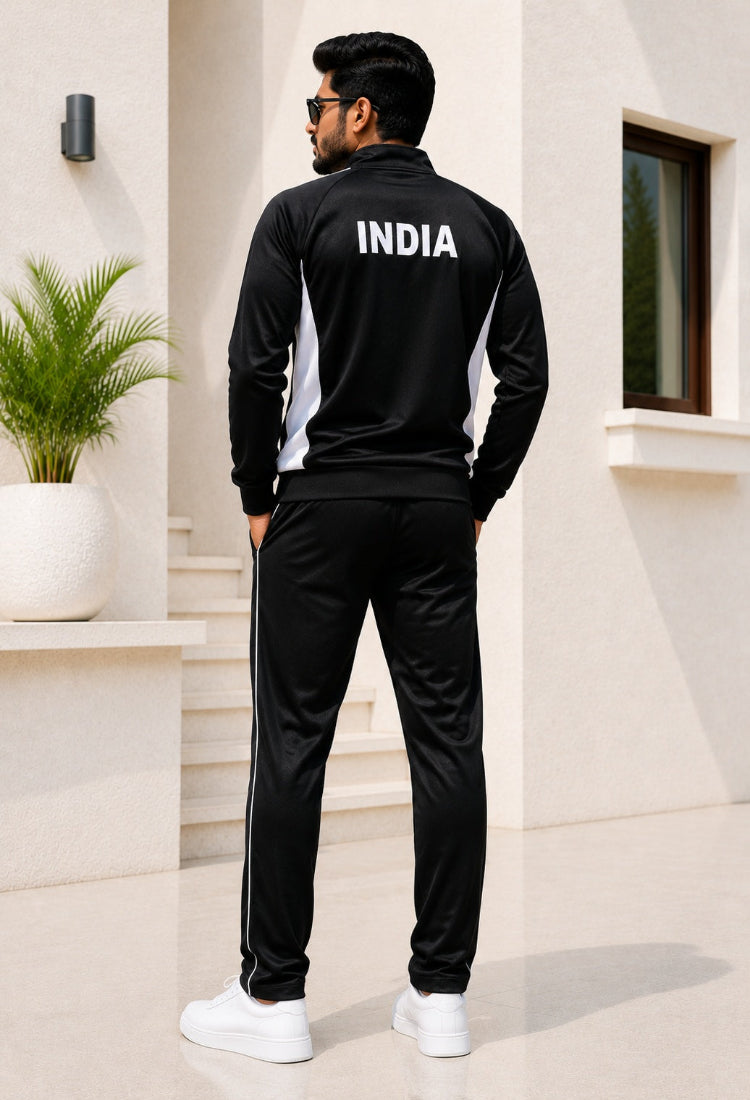 Premium Track Suit – Black White with Indian Flag
