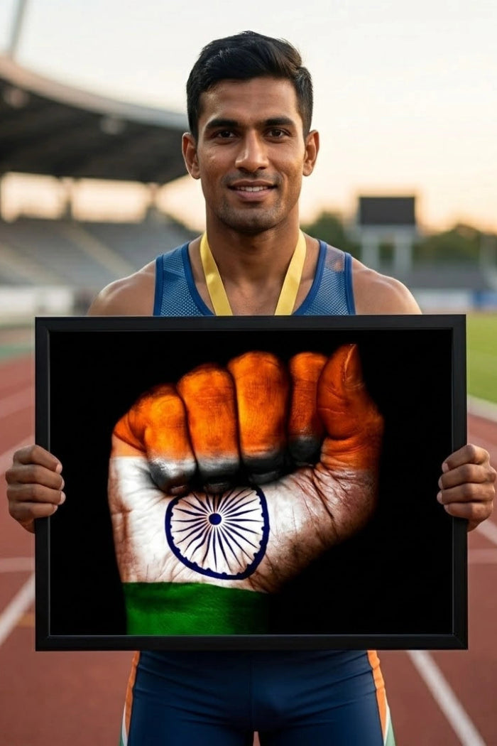 Tiranga Power Fist – Patriotic Frame