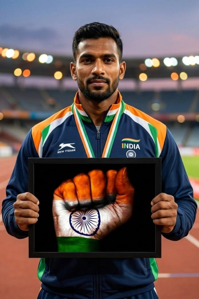 Tiranga Power Fist – Patriotic Frame
