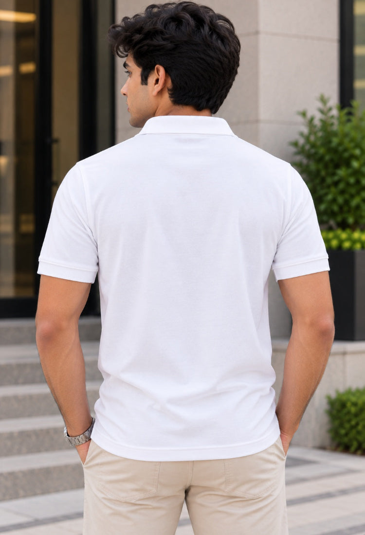Maa Bharat Premium White Polo T-Shirt